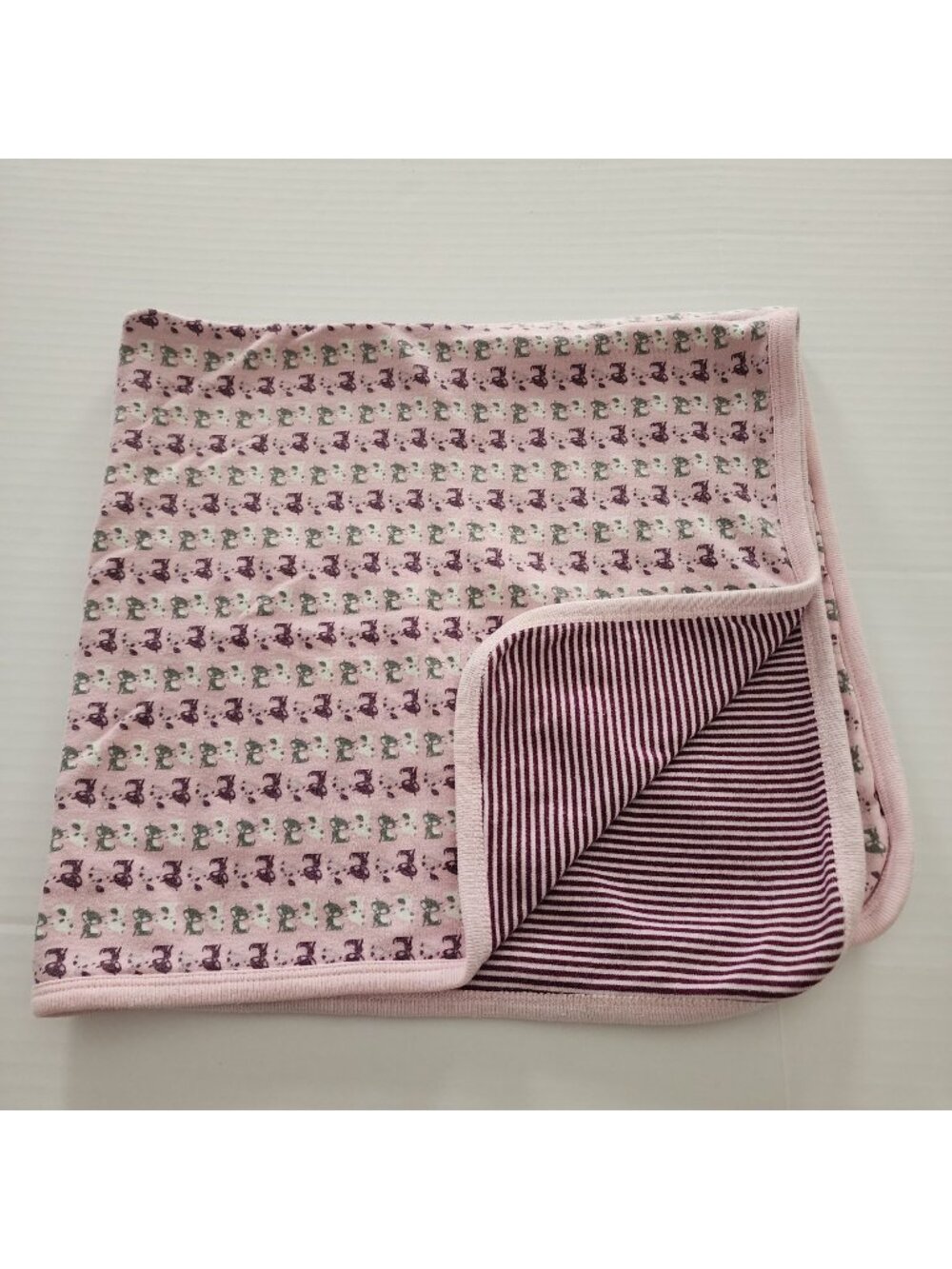 Little Bundles by Old Navy baby blanket pink purple stripes cats cotton 2008